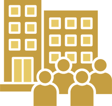 Create a large professional icon representing the service of creating emails for employees according to departments the icon should have bold thick lines no thin details in a gold color Gold 10