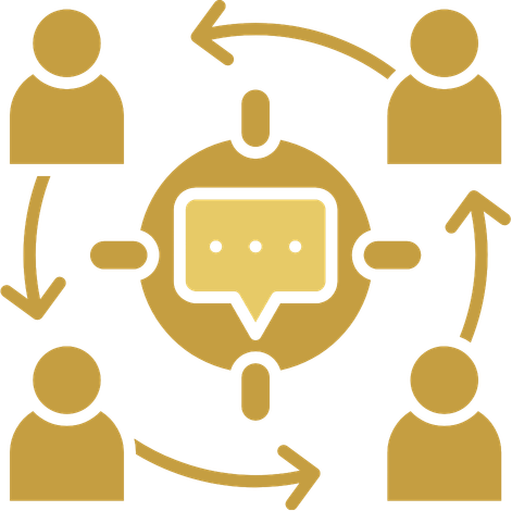 Create a large professional icon representing the service of creating emails for employees according to departments the icon should have bold thick lines no thin details in a gold color Gold 11